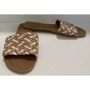 Anthropologie Matisse Saltwater Tan White Woven Sandals 10 Leather SEE PHOTOS